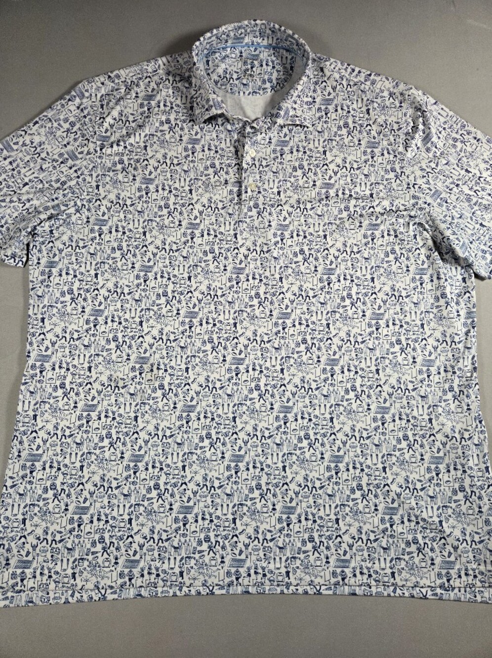 johnnie-O Football Allover Print Polo Gameday Golf Shirt XXL